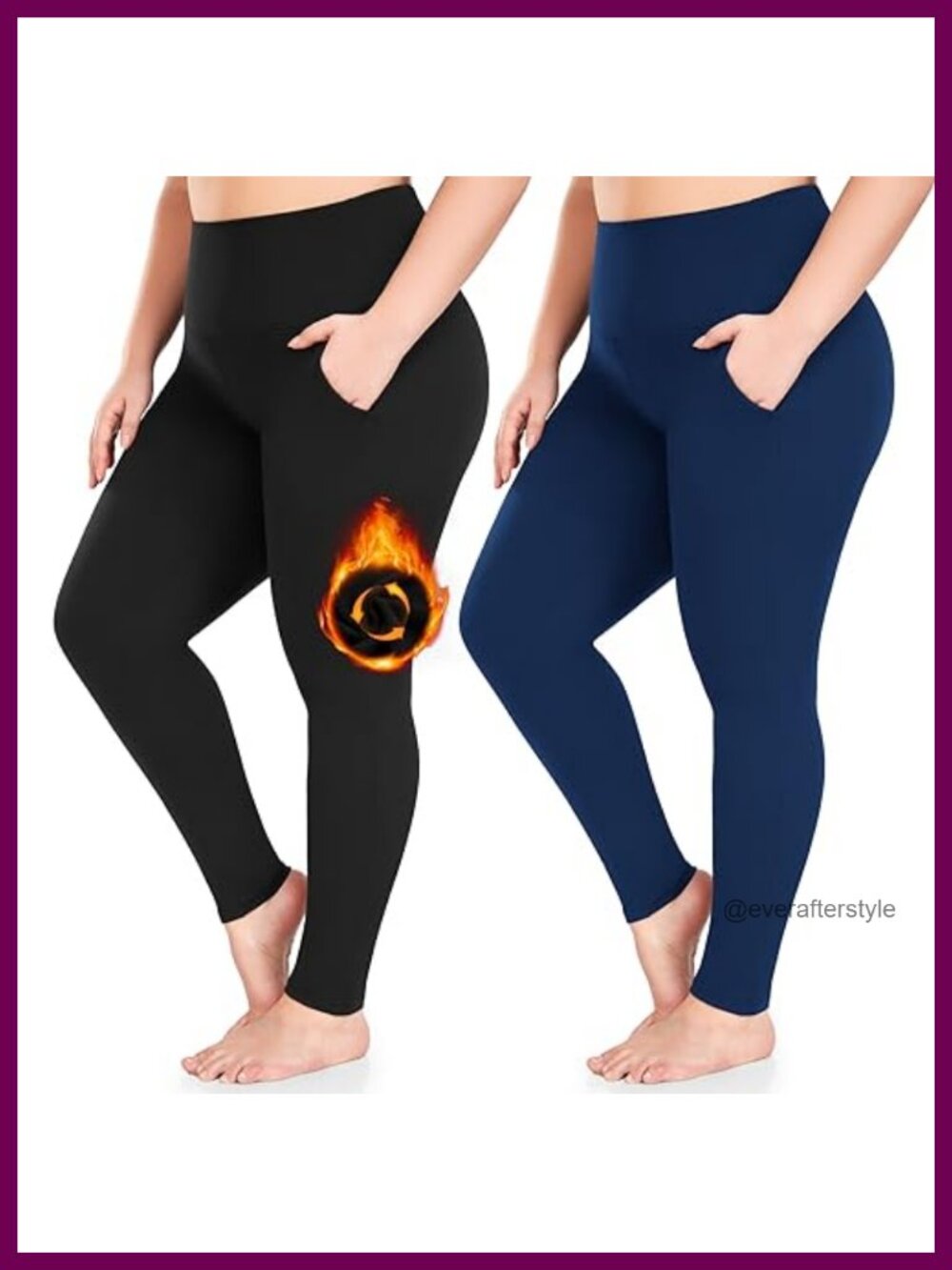 Plus Size Fleece Lined Leggings for Women 2 Pack High Waist Tummy Control 1X-4X